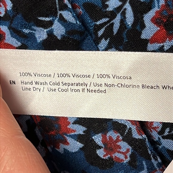 Band Of The‎ Free peri blue Floral V Neck Long Sleeve Blouse Medium lightweight - Picture 5 of 8